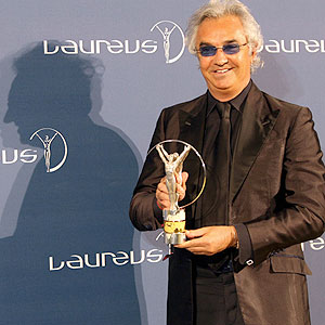 Flavio Briatore with Renault's Laureus Trophy