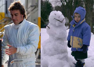 Fernando Alonso vs Frosty the Snowman in McLaren